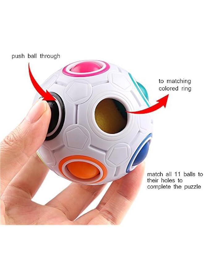 Coogam Rainbow Puzzle Ball with Pouch Color-Matching Puzzle Game Toy Stress Reliever Magic Ball Brain Teaser for Kids and Adults, Children, Boy, Girl Holiday - Image 2